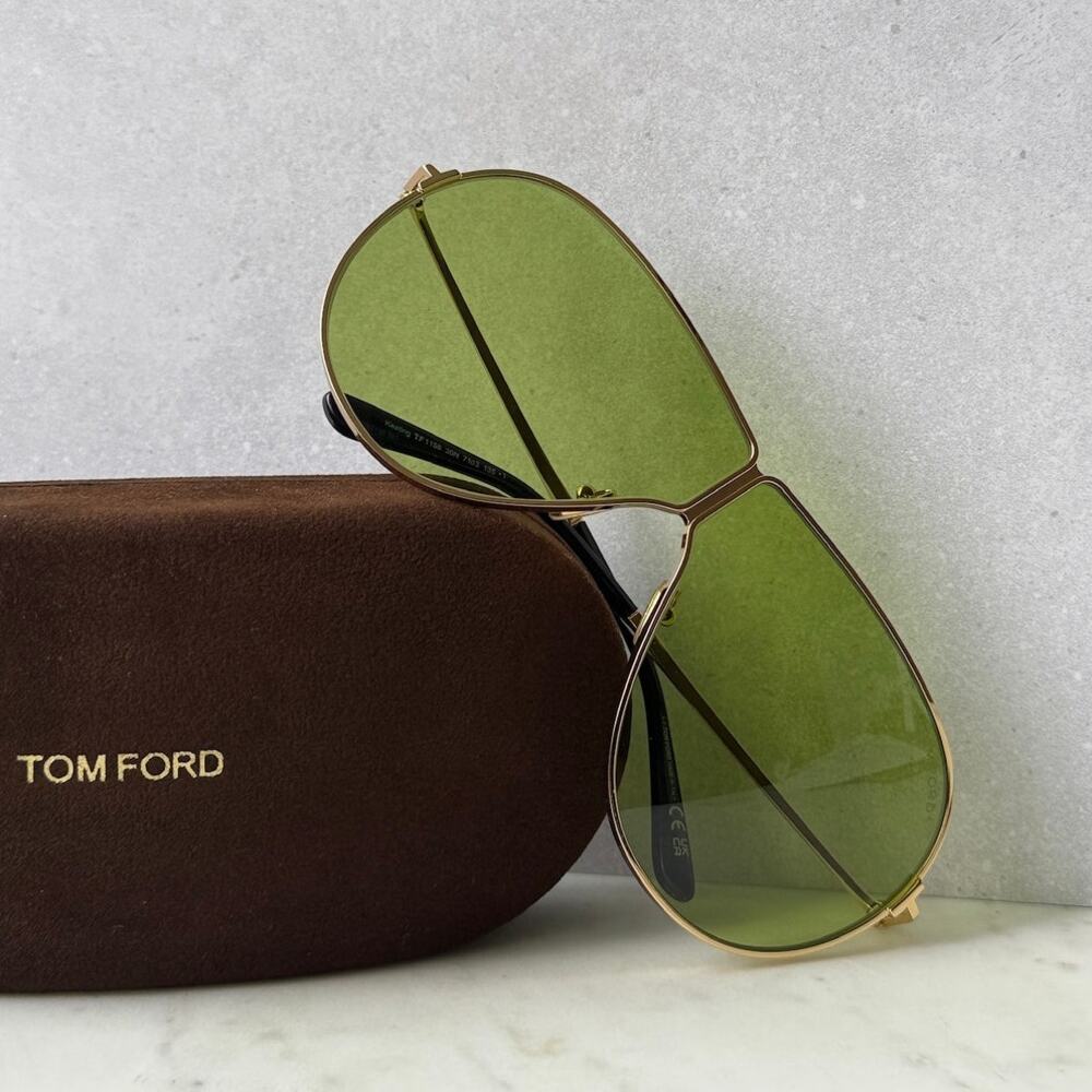 NEW Tom Ford Keating FT1158 Shield Sunglasses in Gold Green
